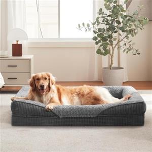 FURTIME Cuccia ortopedica per cani di taglia grande, in memory foam, XL, rimovibile e lavabile, antiscivolo, con bordo alto