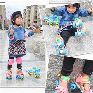 Hidyliu Pattini a Rotelle per Bambini, Doppia, Misura Regolabile, Design Confortevole per Ragazzi e Ragazze, Ideali per il Divertimento All'aria Aperta, Rosa/blu/giallo, 1 Paio (Rosa)