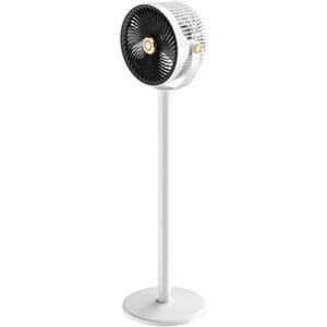Micpointik Ventilatore a piantana con oscillazione a 360°, 5 livelli di velocità e aromaterapia, motore DC silenzioso a 20dB, altezza regolabile da 28 a 86,5 cm, batteria da 4000mAh con USB-C (Bianco grigio)