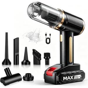 Yuxava Aspirabriciole Senza Fili, 22000Pa 4-in-1Aspirapolvere Auto Portatile, Aspiratore e Soffiatore con Motore Brushless, Mini Aspirapolvere Potente per Auto Casa Ufficio Peli di Domestici