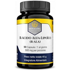 NOVAGING Acido alfa-lipoico R-ALA 500 mg, 90 capsule, 100% vegano, ciclo di 3 mesi
