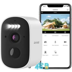 CiKiKWXO 4G LTE Telecamera di Sorveglianza Esterno con SIM 2.5K, Senza WiFi | Visione Notturna a Colori, Rilevamento Movimento, IP65, Compatibile Alexa