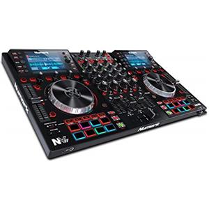 Numark NVII - Controller Intelligente per DJ a 4 Deck per Serato DJ con Doppio Display, Piatti in Metallo, 16 Pad Sensibili alla Velocity e Pacchetto Software