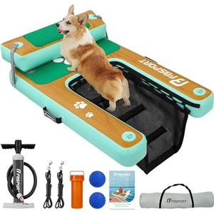 FBSPORT Rampa Gonfiabile per Cani per Accesso all'Acqua, Scala Galleggiante Antiscivolo in EVA per Piscine, Barche e Laghi, Supporta Cani fino a 100 kg
