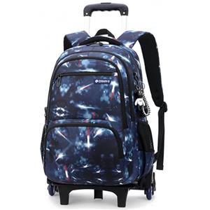 CONPHERON Zaino Trolley Scuola Elementare e Media Superiore, Zaini con Ruote Zainetto con Rotelle per Scuola Viaggi per Ragazzo, Spazio Blu Scuro