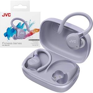JVC HA-EC75T-V True Wireless Sport Earbuds con ganci regolabili, ANC, Modalità Ambient, IP57 impermeabili, 40h autonomia, EQ via app, bassa latenza e microfono integrato - Viola