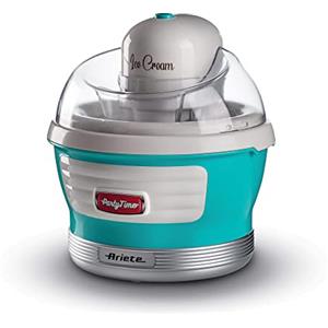 Ariete 643 Ice Cream Maker Party Time, Macchina per fare il gelato, 12W, Capacità 1,5 L, Spatola di miscelazione, Tempo preparazione 30 minuti, Coperchio per aggiunta ingredienti, Azzurro