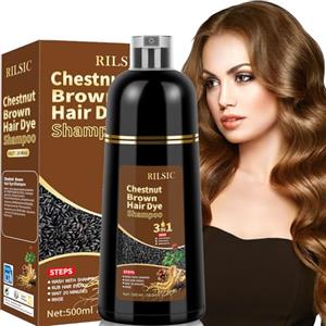 JELMOK 500ML Shampoo Colorante Castano 3-in-1, Hair Dye Shampoo 3 in 1