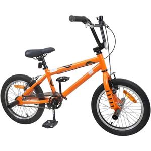 HGKMBRY Bicicletta BMX da 16 pollici, telaio in acciaio arancione
