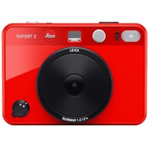 Leica Sofort 2 - Fotocamera digitale e istantanea con display LCD, due scatti, 10 effetti obiettivo e supporto app Leica FOTOS (rosso)