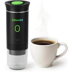Lifenaxx Macchina da Caffè Portatile con Batteria & USB-C - Macchina Espresso Mobile da 20 Bar per Caffè Macinato e Capsule - Compatta per Viaggi, Campeggio, Auto, Ufficio - Modello LX-060