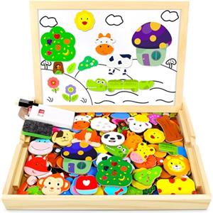 Jojoin 110 PCS Puzzle Magnetico Legno - Lavagna Animali Giocattolo per Bambini - Giochi Montessori - Educativi Puzzle Regalo Bambini Bambino 3 Anni Pasqua
