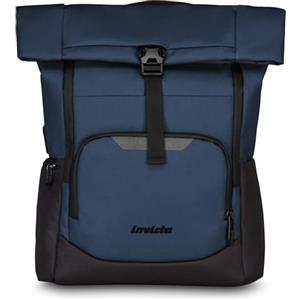 Invicta ZAINO Ufficio ACT FOLD, Zaino monoscomparto roll-top con fondo rinforzato, Blu, Nastro per alloggiamento asta trolley, Tasca Interna Porta PC, Zaino Ufficio e Viaggo