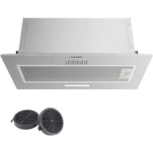 COMFEE' COMFEE Cappa Aspirante 52cm Sottopensile 400m³/h Cappa Cucina Argento | 3 Velocità, Filtro Alluminio 5 Strati Lavabile, Doppia Modalità Scarico/Ricircolo, Luce LED 1.5W, Design Salvaspazio