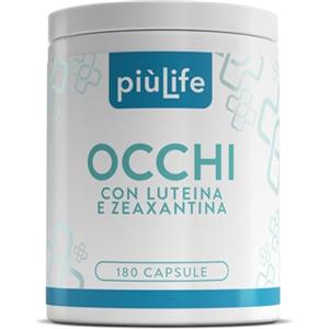 +LIFE Luteina e Zeaxantina Alto Dosaggio PiùLife - Integratore Occhi 180 Capsule (90 Giorni) - Con Mirtillo, Zinco, Vitamina A, E, B2 e Acido Ialuronico - Integratore Vista Occhi