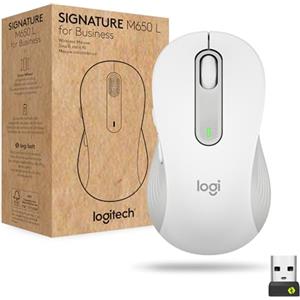 Logitech Signature M650 for Business, Mouse wireless per mani di piccole e medie dimensioni, Logi Bolt, Bluetooth, SmartWheel - Bianco