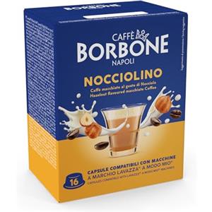 Caffè Borbone Nocciolino, Caffè macchiato al gusto di Nocciola - 96 capsule (6 confezioni da 16) - Compatibili con le Macchine ad uso domestico Lavazza* A Modo Mio*