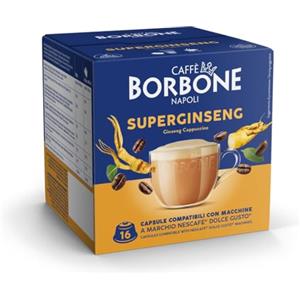 Caffè Borbone SuperGinseng - Caffè al Ginseng - 64 capsule (4 confezioni da 16) - Compatibili con le Macchine Nescafè* Dolce Gusto*