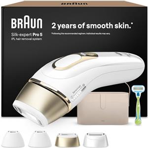 Braun Silk·Expert pro 5 Epilatore Luce Pulsata, 4 Testine, PL5342 Oro