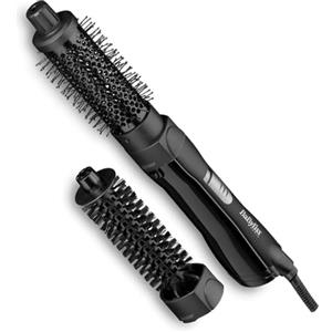 BaByliss Shape & Smooth, Spazzola ad aria calda, 2 accessori intercambiabili, spazzola da 20mm e spazzola da 30mm, funzione aria fredda per fissare la piega, nero, AS82E