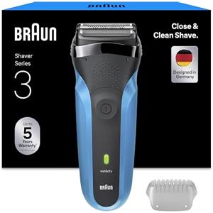 Braun Serie 3 Rasoio Elettrico Barba Uomo 310s Nero e Blu Notte