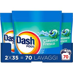 Dash Pods Detersivo Lavatrice In Capsule, 70 Lavaggi, Classico Fresco, Rimuove Le Macchie, Efficace A Freddo Anche E In Cicli Brevi