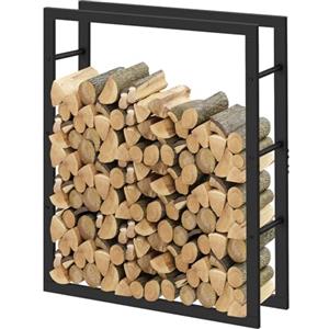 Laneetal Legnaia per Esterno e Interno, Portalegna da Interno 100x80x25cm, Porta Legna Accanto al Camino, Scaffale in Metallo per Legna da Ardere, Nero