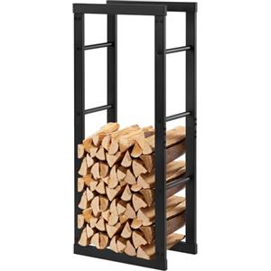 Laneetal Legnaia per Esterno e Interno, Portalegna da Interno 40x25x100cm, Porta Legna Accanto al Camino, Scaffale in Metallo per Legna da Ardere, Nero
