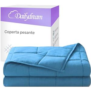 Dailydream Coperta ponderata terapeutica cotone, 7 kg, per adulti, 155 x 200 cm, blu