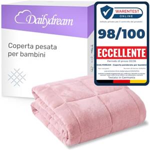 Dailydream Coperta Ponderata per Bambini | 90x120 | 2,3 kg | Rosa Coccoloso | Realizzata in 100% Cotone | Riempita di Perline di Vetro | Coperta Pesante per Dormire | Coperta Ponderata | Coperta per