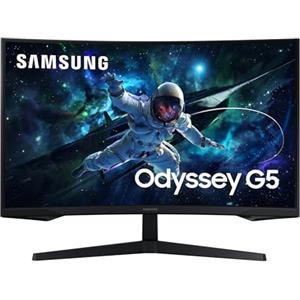 Samsung Monitor Gaming Odyssey G5 (S32CG554), Curvo (1000R), 32", 2560x1440 (WQHD 2K), HDR10, VA, 165 Hz, 1 ms (MPRT), FreeSync, HDMI, Display Port, Ingresso Audio, Flicker Free, Eye Saver Mode