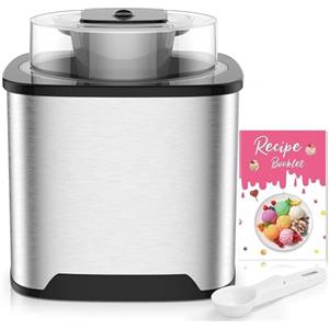 Vpcok Direct Gelatiera 2L Macchina Gelato Acciaio con Copertura Trasparente per la Visualizzazione, Paletta Gelato Speciale e Ricettario, per Fare il Gelato e lo Yogurt, Sorbetto