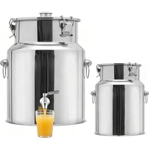 Generic Fusto per Olio in Acciaio Inox 5l 10l 15l 20l 30l 50l, Contenitore Alimentare con Rubinetto e Guarnizione Antiperdita, Bidone Antiruggine per Cucina(With Spigot,5L/1.32Gal)