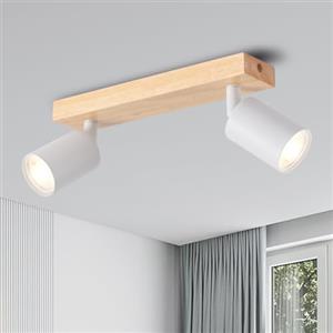 ANWIO Faretti da Soffitto Orientabili,Faretti da Muro,Lampada Soffitto con 2 Lampadine LED GU10,Applique,Plafoniera,Base di Legno,Lampadario Adatto per Negozio,Bar,Vetrina,Cucina (Lampadine Escluse)