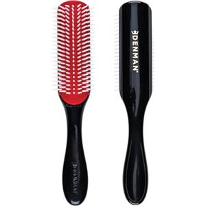 Denman Curly Hair Brush D3 (Black & Red) 7 Row Styling Brush for Detangling, Separating, Shaping and Defining Curls - For Women and Men