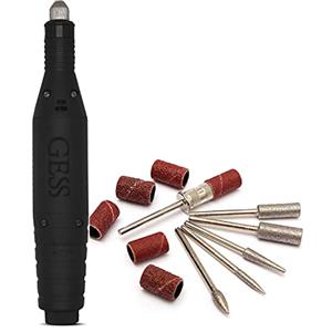 GESS Black Nail Manicure Pedicure Set Elettrico, 6 diamante Ugelli Nastri abrasivi, rimozione cuticola unghie incarnite trattamento lucidatura, cura