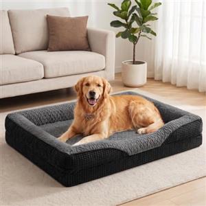 FURTIME Cuccia ortopedica per cani di taglia grande, in memory foam, XL, rimovibile e lavabile, antiscivolo, con bordo alto