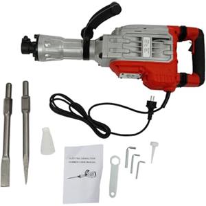 DCSYOG Martello demolitore da 1700 W 60 J ad alte prestazioni con scalpello a punta e piatto, impugnatura anti-vibrazione, martello elettrorotto, per ardesia, cemento, ecc.