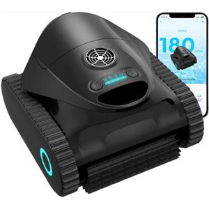BRINBO C1 Robot Piscina Pareti e Fondo, Doppio Filtro, Autonomia 180 min, 3 Motori, Aspirazione Potente, Controllo App, Aspiratore Piscina Fino a 150 m²,Negro mate