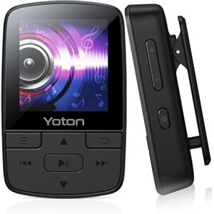 Yoton Lettore MP3 Bluetooth 5.2 Nero, Sport Corsa, Clip, HiFi, Radio FM