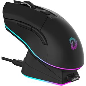 DAREU EM901X Gaming Mouse da gioco wireless con dock di ricarica RGB ricaricabile, 12K DPI, 6 pulsanti programmabili, sensore ad alta precisione [300IPS] [1000Hz] per PC Notebook Mac