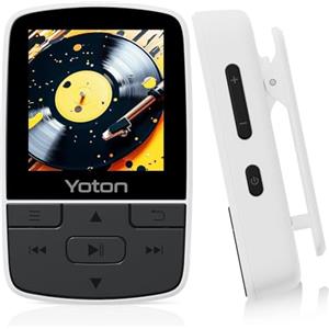 Yoton Lettore MP3 Bluetooth 5.2 Bianco, Sport Clip, HiFi Audio, FM, Timer