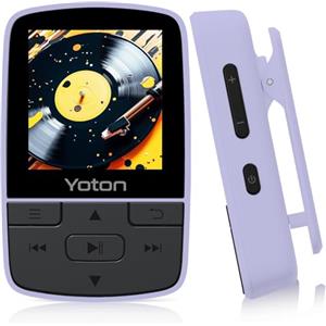 Yoton MP3 Player Bluetooth 5.2 Viola, Sport Clip, HiFi Audio, FM, 128GB