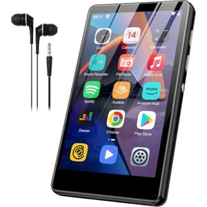 SWOFY Lettore MP3 SWOFY da 80 GB con Bluetooth e Wi‑Fi, schermo touchscreen da 4,0 pollici, lettore MP3/MP4 portatile stereo, radio FM, registratore, e‑book e browser (Nero) (Rosso)