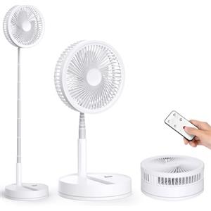 LIPETY Oscillante Ventilatore a Piantana Silenzioso con Telecomando, 8.6 Portatile Pieghevole Tavolo/In piedi Ventilatore con 4 Velocità/Timer, 8000mAh USB Ricaricabile Fan per Camera da Letto Viaggio