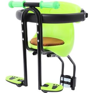 Bdneygtyr Seggiolino anteriore per bicicletta, mountain bike, da 1 a 6 anni, con staffa pieghevole fino a 30 kg, lunghezza del sedile regolabile, per tutte le mountain bike di adulti (verde)