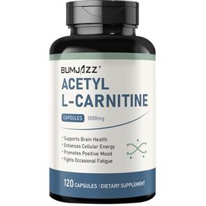 Bumjazz Capsule di acetil-L-carnitina 1000 mg, 120 conteggi: supporta la funzione NAD+, produzione di energia, umore, supporto nervoso e metabolico, concentrazione mentale