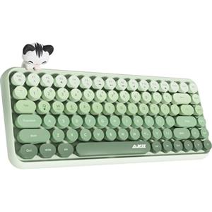 Hoopond Tastiera Bluetooth Senza Fili,Compatta A 84 Tasti Carina-Verde | Tecnologia Di Connessione Bluetooth Senza Fili A 2,4GHz,Copritastiera Rotondo In ABS,Pannello Opaco,Ergonomico