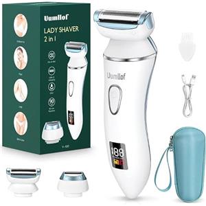OHFAMO Rasoio Elettrico Donna 2-in-1, Rasoio Intimo con Regolatore Bikini, Epilatore Elettrico Donna Impermeabile IPX7 per Uso Secco e Umido, USB Ricaricabile per Gambe Viso Ascelle