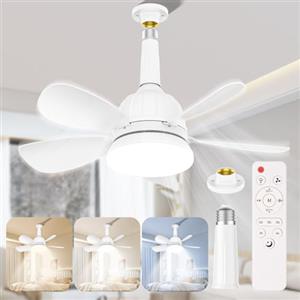 Gaethra Ventilatore Lampadario da Soffitto 5 Pale 18'' LED Dimmerabile Ventilatori da Soffitto Silenziosi con Telecomando e Luce, Super Silenziosa, Velocità Luminosità Temperatura Colore Regolabil, Bianco